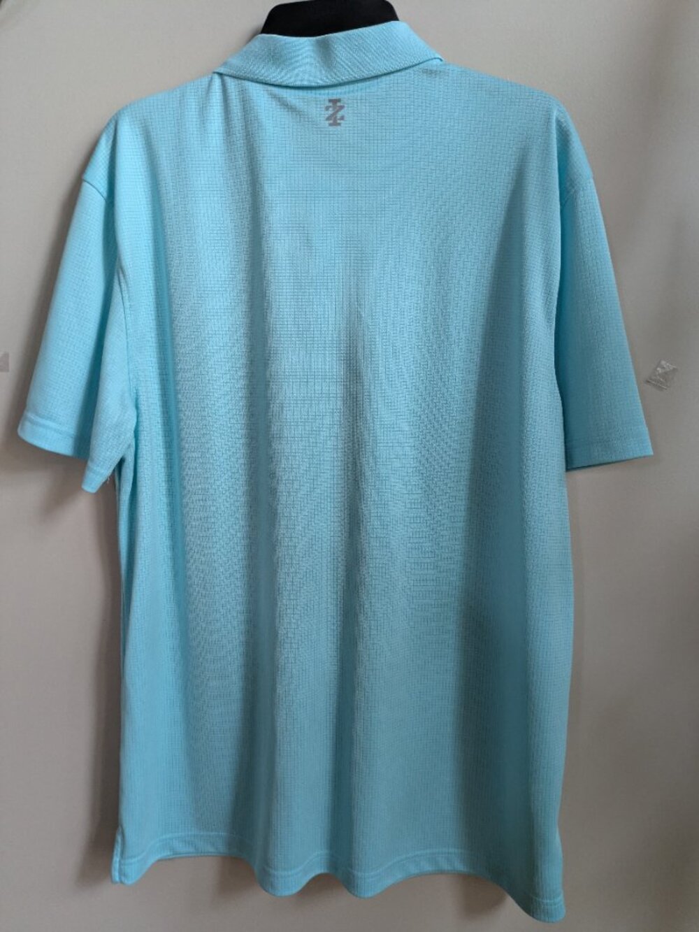 izod golf mens large blue short sleeve poli shirt 1/4 button up #474 - Picture 2 of 2